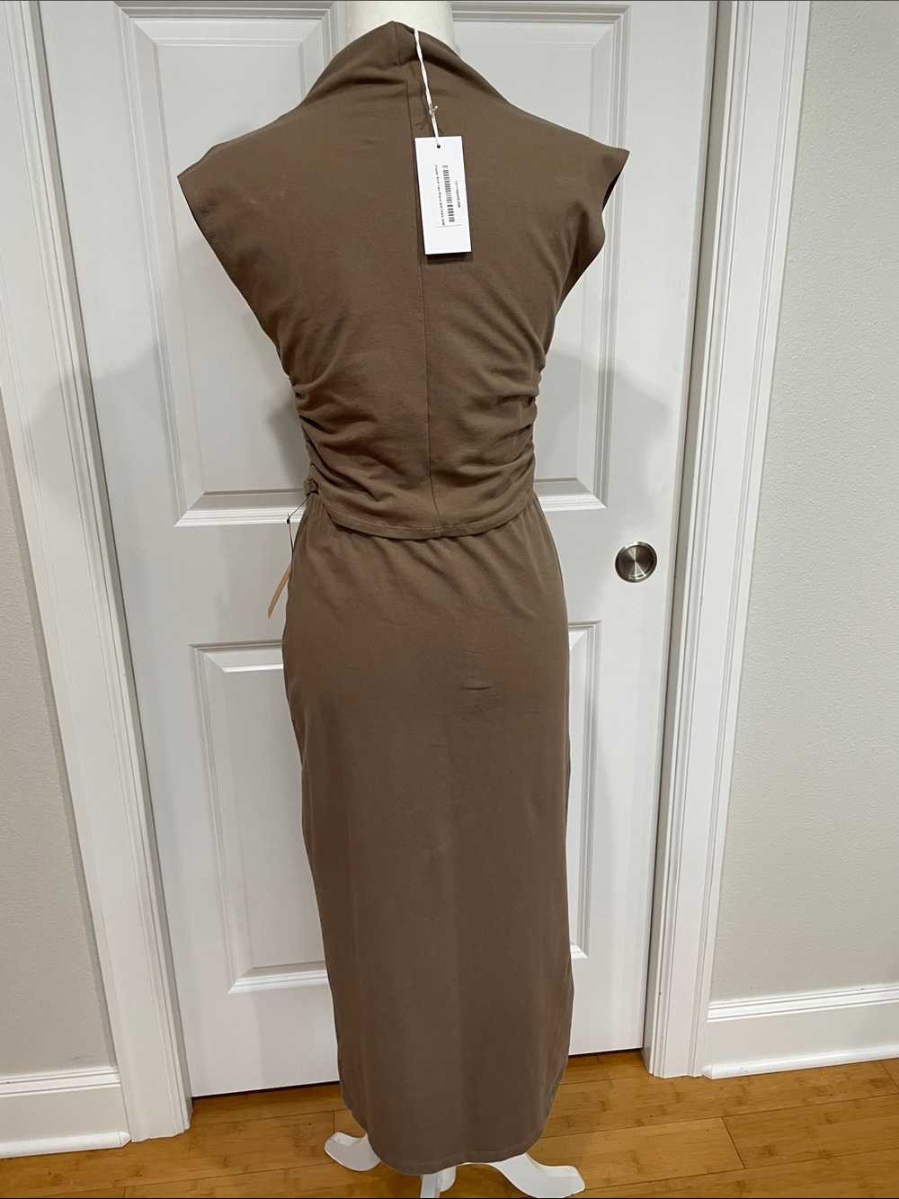 Reformation Foster Knit Two Piece Medium Shitake High Neck Rushed Sides - Picture 5 of 13